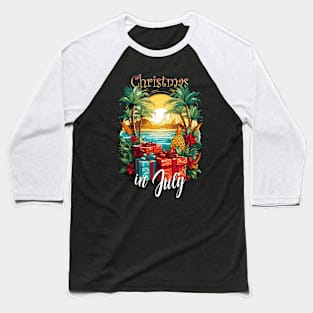 Beachy Boxes | 'Christmas in July' Present Party T-Shirt Baseball T-Shirt